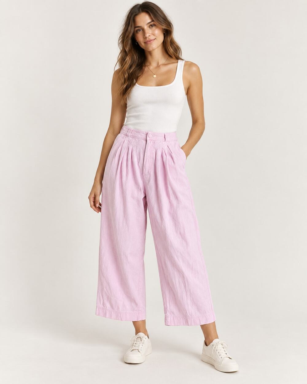 Free People Lotta Love Cropped Wide Leg Pants Pink Size 2 Cotton